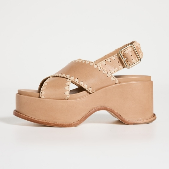 LOEFFLER RANDALL Mae Cross Strap Platform Sandals with Crochet Stitch Size 9B - Picture 3 of 12